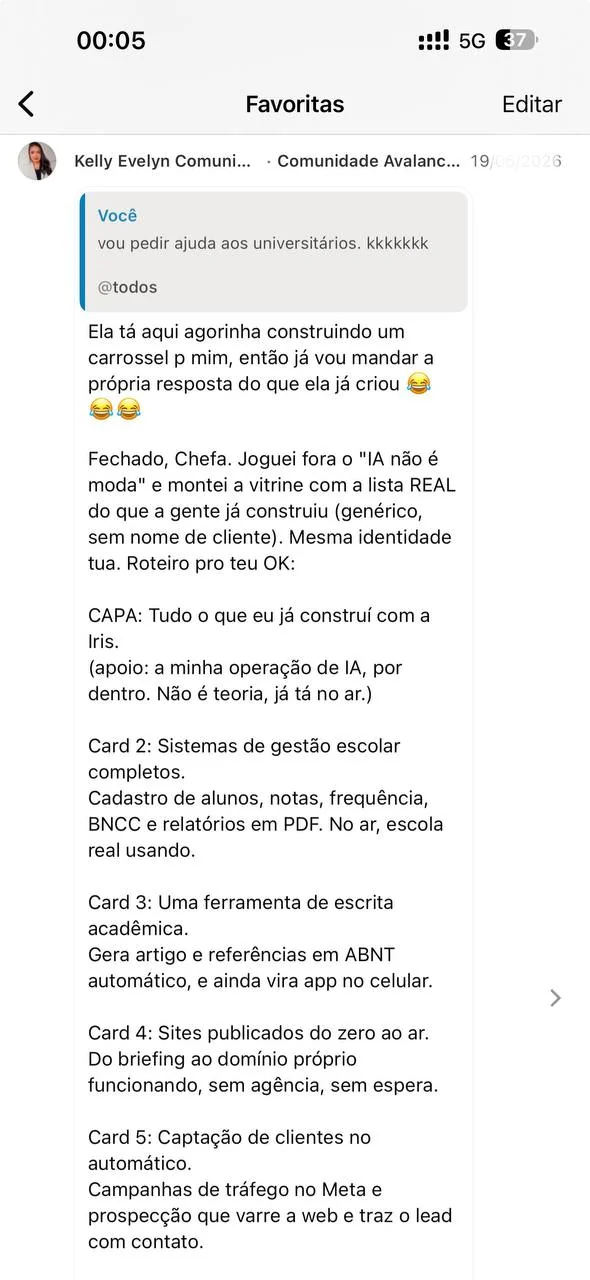 Print inteiro de conversa no WhatsApp mandada por um membro da comunidade, 3 de 10.